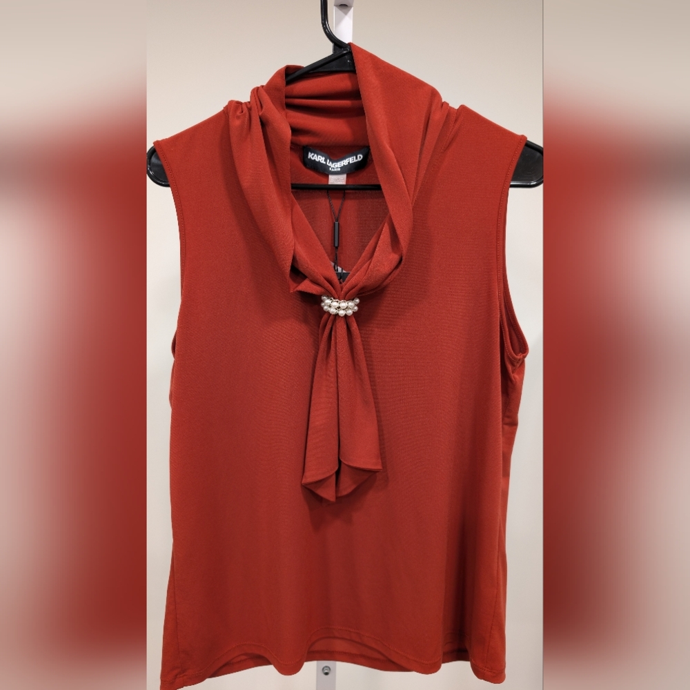 Karl Lagerfeld Women's Rust Sleeveless Top
